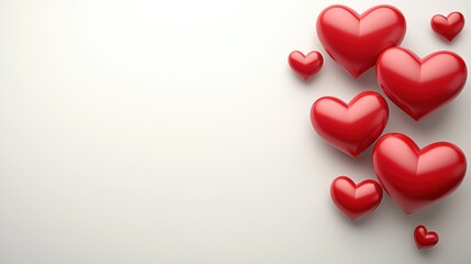 Celebrating love with red hearts minimalist background digital art romantic vibe close-up view
