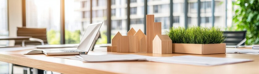 Designing Modern Architectural Models Office Space Photograph Bright Environment Close-Up View Creative Concepts