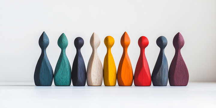Figurines en bois repr&eacute;sentant un groupe de personnes diff&eacute;rentes