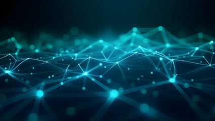 Fototapeta premium A digital network of interconnecting glowing lines forming a complex web