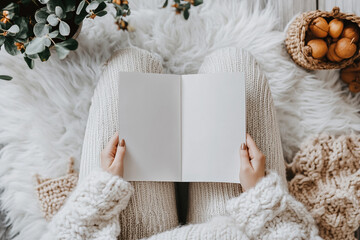 Natural-themed book or artboard mockup with soft leaf shadows, ideal for creative branding and design inspiration