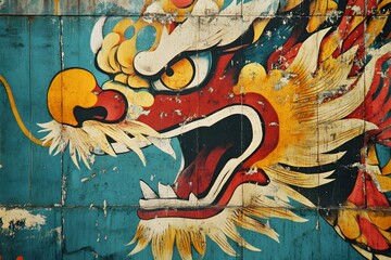 Dragon Mural: Ancient Art on Weathered Wall
