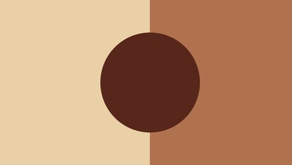 A minimalist abstract design featuring a bold dark brown circle centered between contrasting beige and tan vertical backgrounds. Clean and modern for artistic and decorative uses.