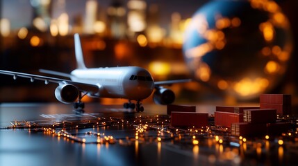 Global Air Freight and Cargo Delivery Service at Night