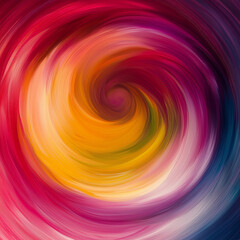 Obraz premium Abstract swirling colors in vibrant shades of red, yellow, and blue creating a dynamic spiral on a smooth background with copy space