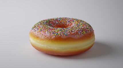 Delicious sprinkled donut studio setting food photography bright background close-up shot