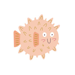 Cute Cartoon Pufferfish – Adorable Sea Animal Vector Illustration