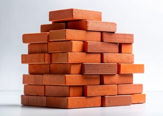 Obraz premium Minimalist Red Brick Stack UHD Wallpaper - Clean Geometric Background Texture