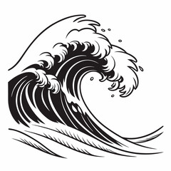 Crashing Waves vector silhouette black design white background