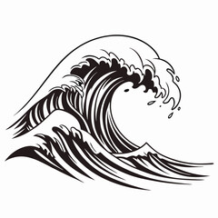 Crashing Waves vector silhouette black design white background