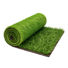 Roll of artificial grass on transparent background