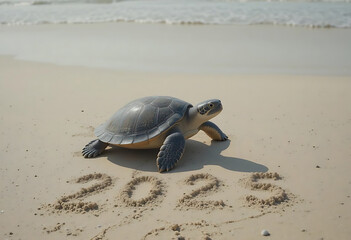 Sea Turtle on Beach, Welcoming 2025