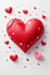 Vibrant celebration of love with intricate heart shapes surrounded by playful smaller hearts in a joyful arrangement