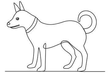 Continuous one line art drawing of dog vector illustration design
