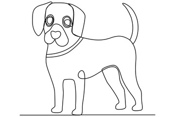 Continuous one line art drawing of dog vector illustration design