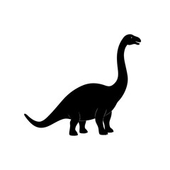 majestic brontosaurus silhouette vector illustration on white Background