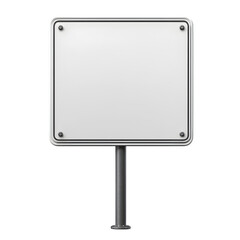 Obraz premium Blank white sign on a black pole isolated on a transparent background.