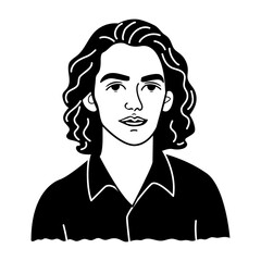 Artistic man profile icon in glyph style 