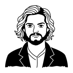 A sketchy icon of a beard man 