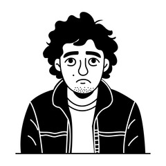 Bored man icon in glyph style 