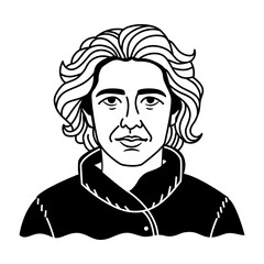 Serious man icon in sketchy style 