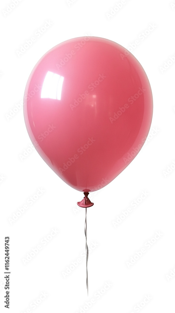 Poster isolated pink balloon with attached string floating on transparent background, ideal for party or ce
