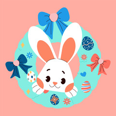Happy easter day card concept. Flat vector illustrations.