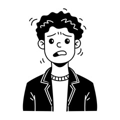 Nervous boy icon in glyph style 