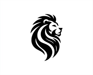 Lion Logo Design Vector Template. Lion Head Logo Icon Vector illustration. Black and white Lion head vector illustration.	