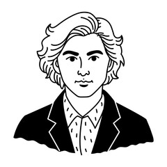 A glyph icon of a man portrait 