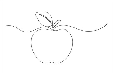 Apple fruits line drawing of isolated continuous outline vector icon