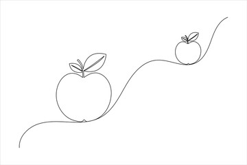 Apple fruits line drawing of isolated continuous outline vector icon