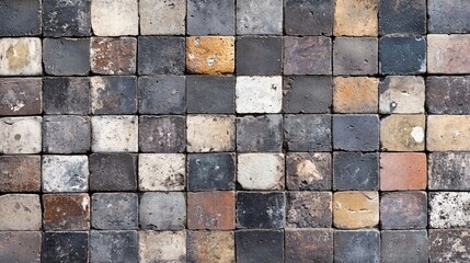 Aerial View of Textured Cobblestones in Various Shades of Gray and Brown