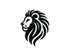 Lion Logo Design Vector Template. Lion Head Logo Icon Vector illustration. Black and white Lion head vector illustration.	