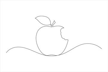 Apple fruits line drawing of isolated continuous outline vector icon