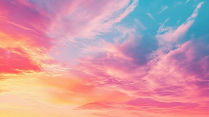 Abstract Watercolor Background on Paper with a Colorful Sunset and Bright Sky