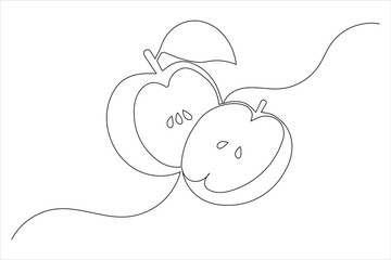 Apple fruits line drawing of isolated continuous outline vector icon