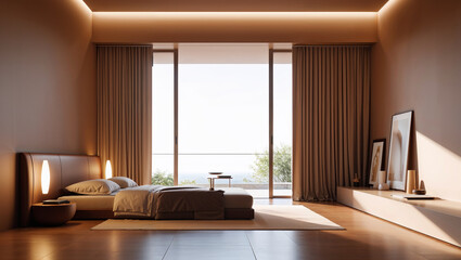 Fototapeta premium Mocha Mousse modern and minimal bedroom