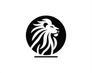 Lion Logo Design Vector Template. Lion Head Logo Icon Vector illustration. Black and white Lion head vector illustration.	