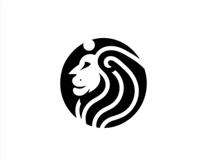 Lion Logo Design Vector Template. Lion Head Logo Icon Vector illustration. Black and white Lion head vector illustration.	