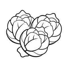 Coloring page. Composition of different vegetables on white background