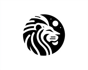 Lion Logo Design Vector Template. Lion Head Logo Icon Vector illustration. Black and white Lion head vector illustration.	