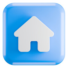 3D Home Icon- Blue