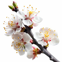 apricot tree flower with white back ground