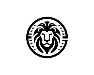 Lion Logo Design Vector Template. Lion Head Logo Icon Vector illustration. Black and white Lion head vector illustration.	