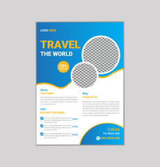 Travel Flyer Design Template , Flyer design for Tour and Travel Business concept. a4 size print ready flyer design.