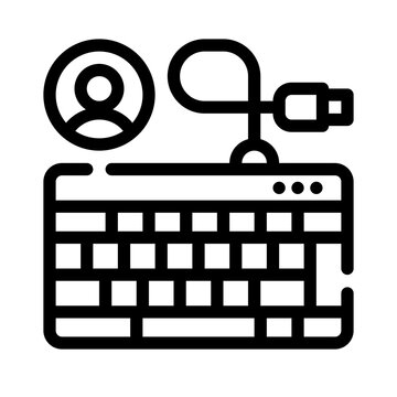 black keyboard with user and cable clip art preview