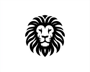 Lion Logo Design Vector Template. Lion Head Logo Icon Vector illustration. Black and white Lion head vector illustration.	