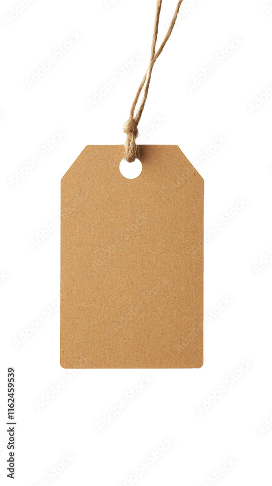 Aufkleber Empty rectangular brown label with knotted string isolated on transparent background, ready for customization