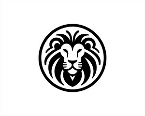 Lion Logo Design Vector Template. Lion Head Logo Icon Vector illustration. Black and white Lion head vector illustration.	